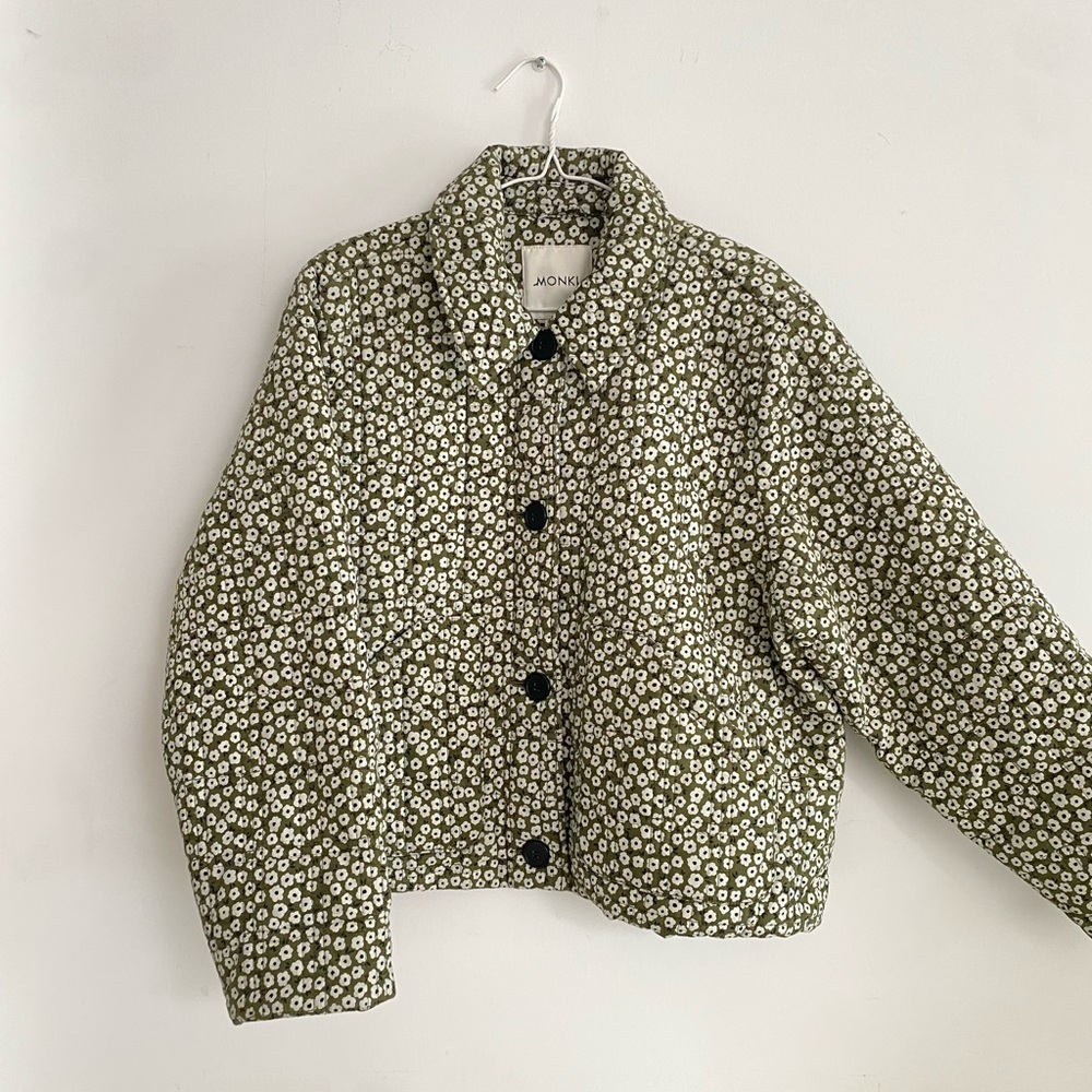 Monki Green Floral Quilted Jacket